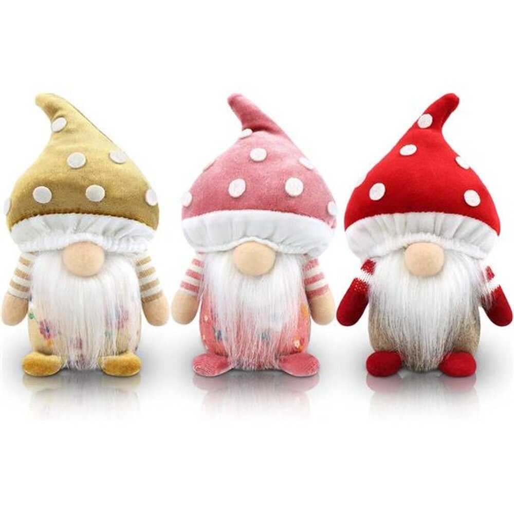 Set of 3 Spring Gnomes Decoration Mushroom Summer Easter Gnome Plush Stuffed